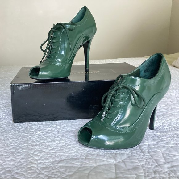 COLIN STUART Green Peep Toe Heeled Oxford Size 7.5 - Picture 2 of 9